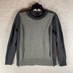J.Crew Womens Colorblock Crew Neck Double Zip Knit Wool Grey Sweater Size M 8746